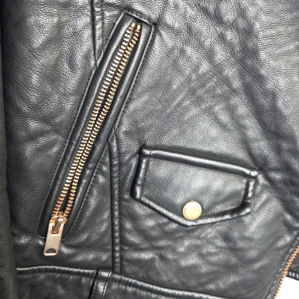 Marc NewYork SzM Faux Black Thick Sturdy 3D surface Moto Biker Jacket Gangster‎
